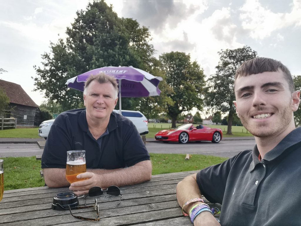 Andy Shaw with his son David